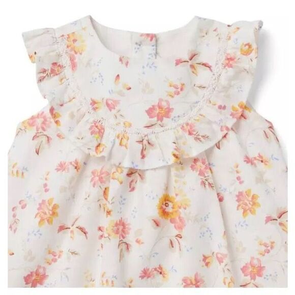 Janie and Jack 12-18 Months Baby Girl Floral Ruffle Dress in Jet Ivory Floral - Picture 3 of 8